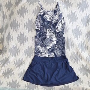 Nautica Navy and White Printed Two-Piece Swim Set